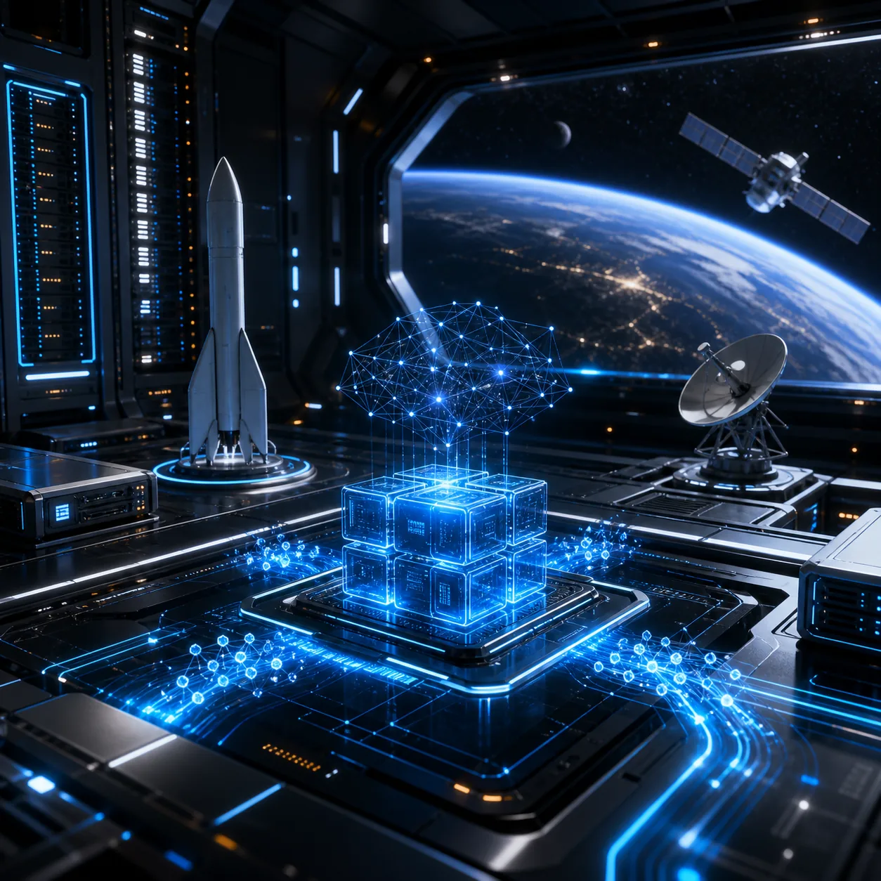 Grokvortex orbital server bay representing Grok AI compute billing